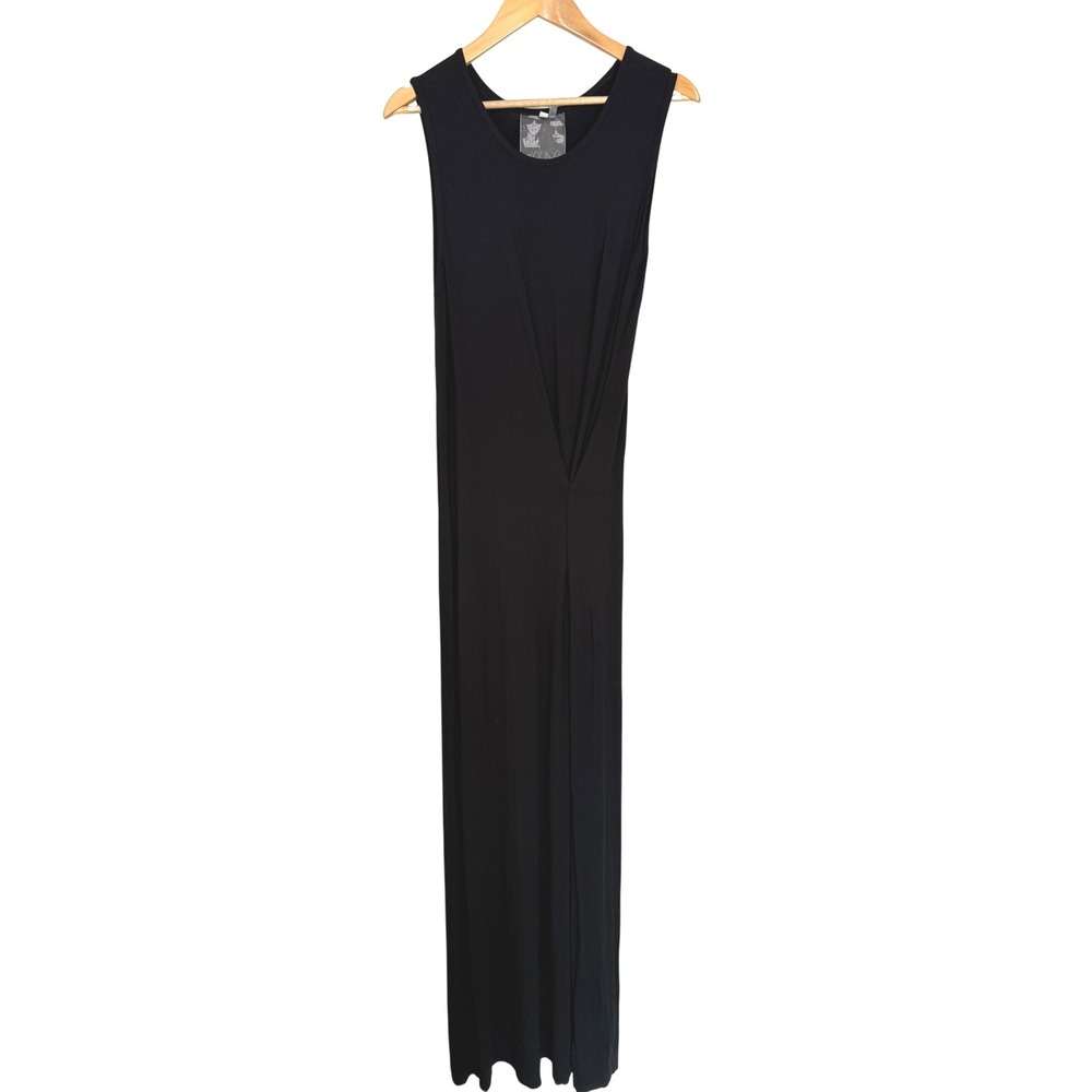 Young Fabulous Broke Black Long Maxi Dress S Sleeveless Modal Stretch Wrap Waist